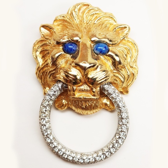 Kenneth Jay Lane Jewelry - RARE! Kenneth Lane Lion's Head Doorknocker Brooch
